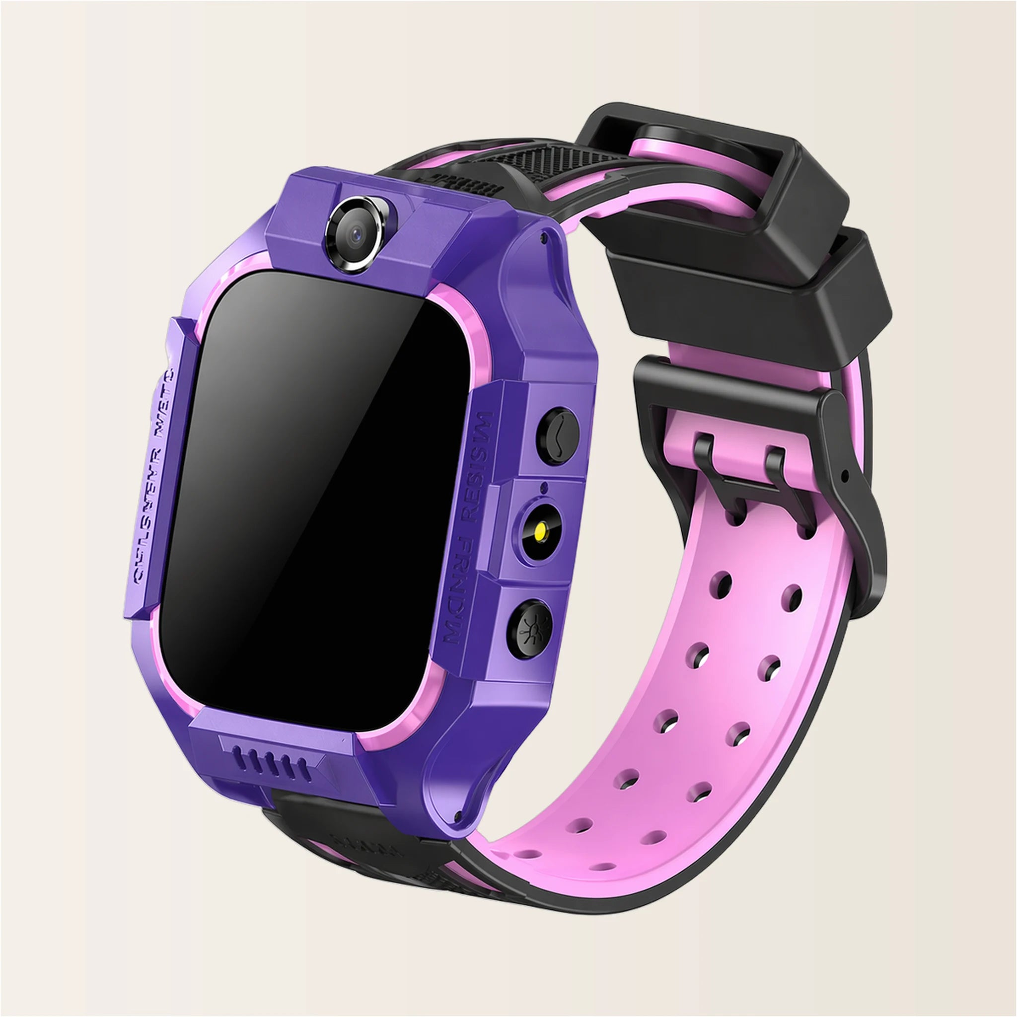 Montre connectée enfant GPS SOS Pulzena Kito violet rose écran éteint