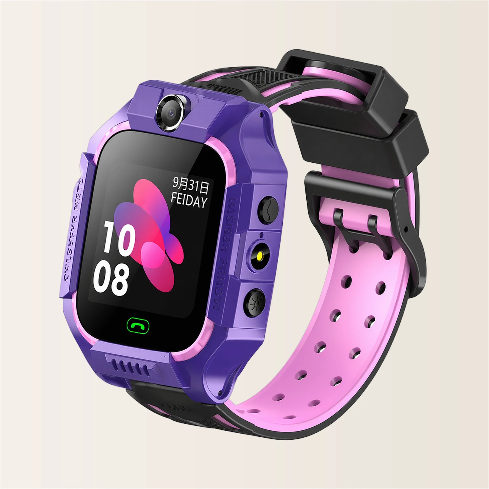 Montre connectée enfant GPS SOS Pulzena Kito rose violet