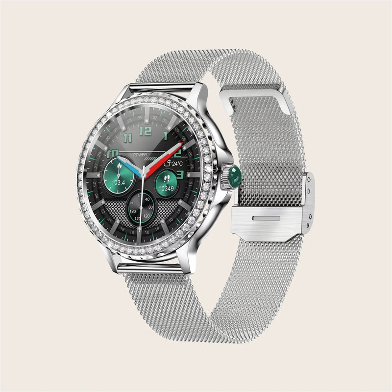 Montre connectée femme Pulzena Elva Bracelet Maille Argent