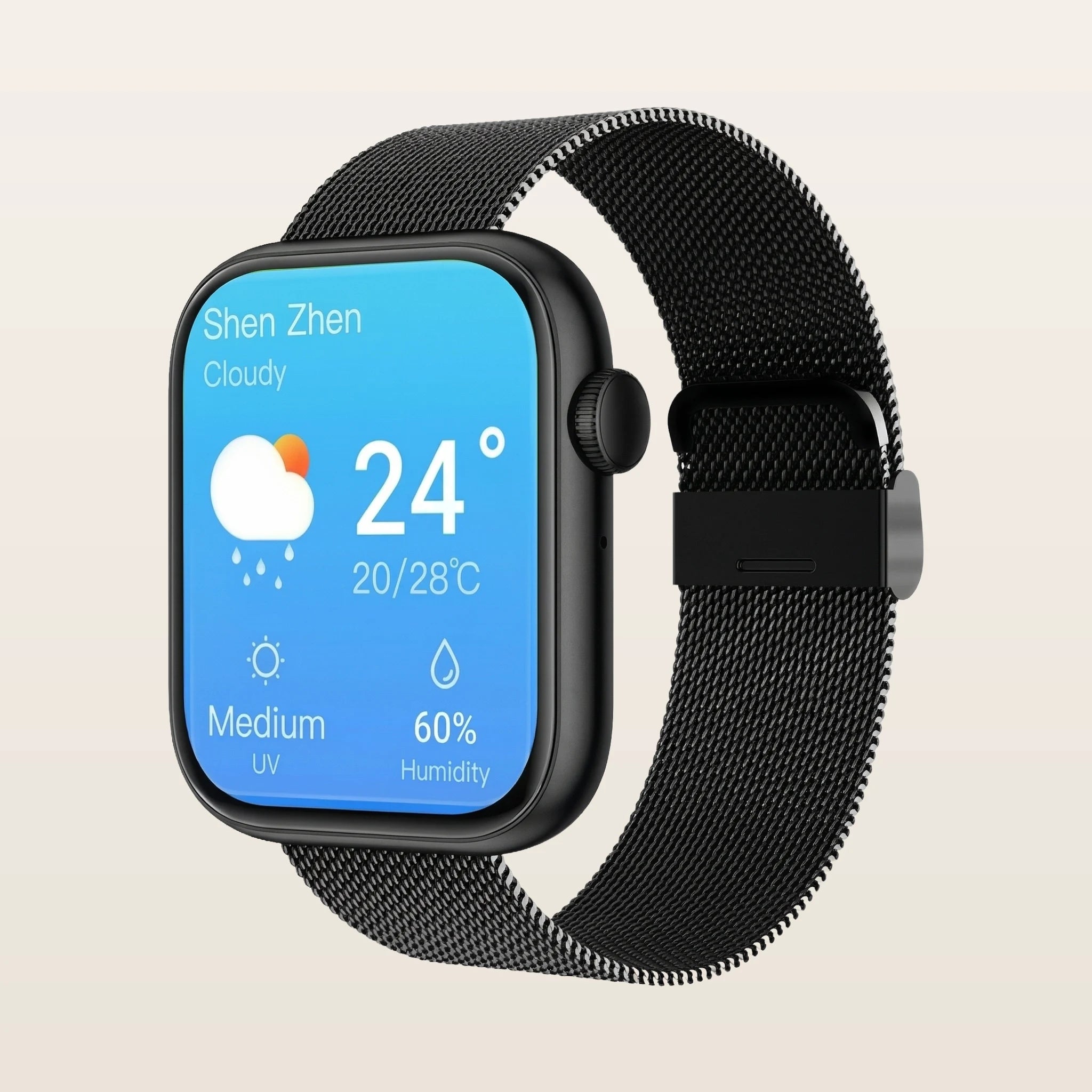 Montre connectée femme sport Pulzena Vexo bracelet maille noir écran