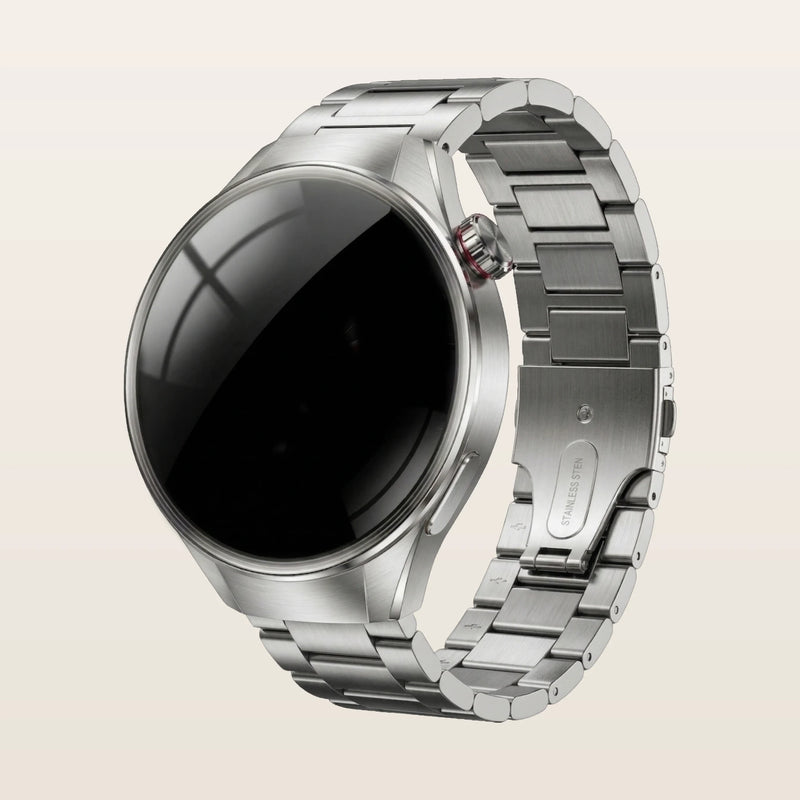 Montre connectée GPS grand écran Pulzena Orbix bracelet acier argent