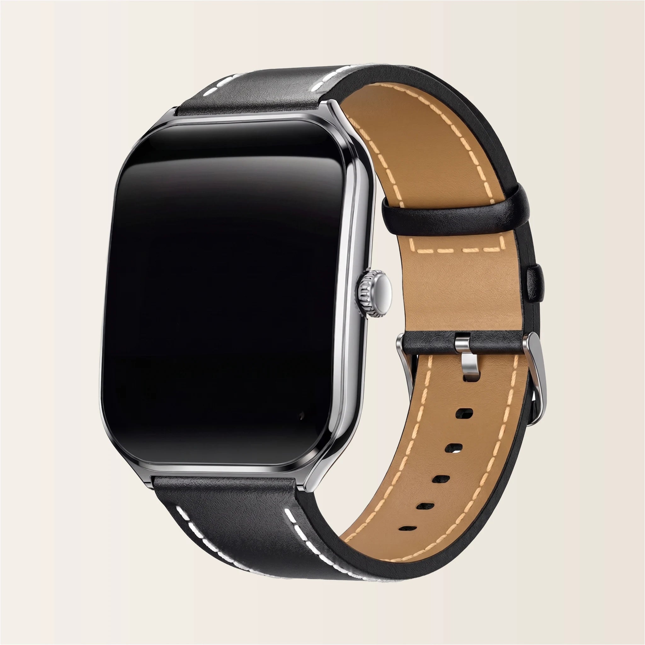 Montre connectée homme femme Élégante Pulzena Qord Bracelet Cuir noir