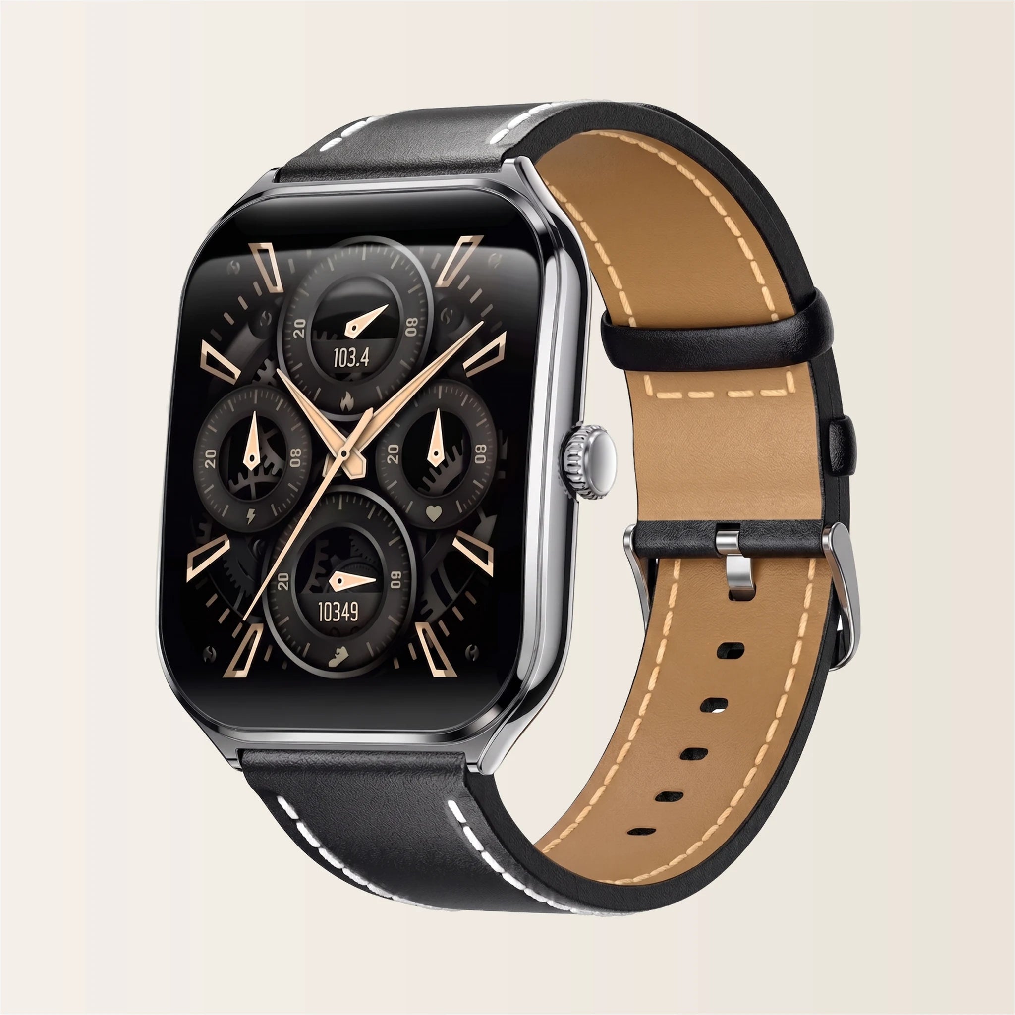 Montre connectée homme femme Élégante Pulzena Qord Bracelet Cuir noir