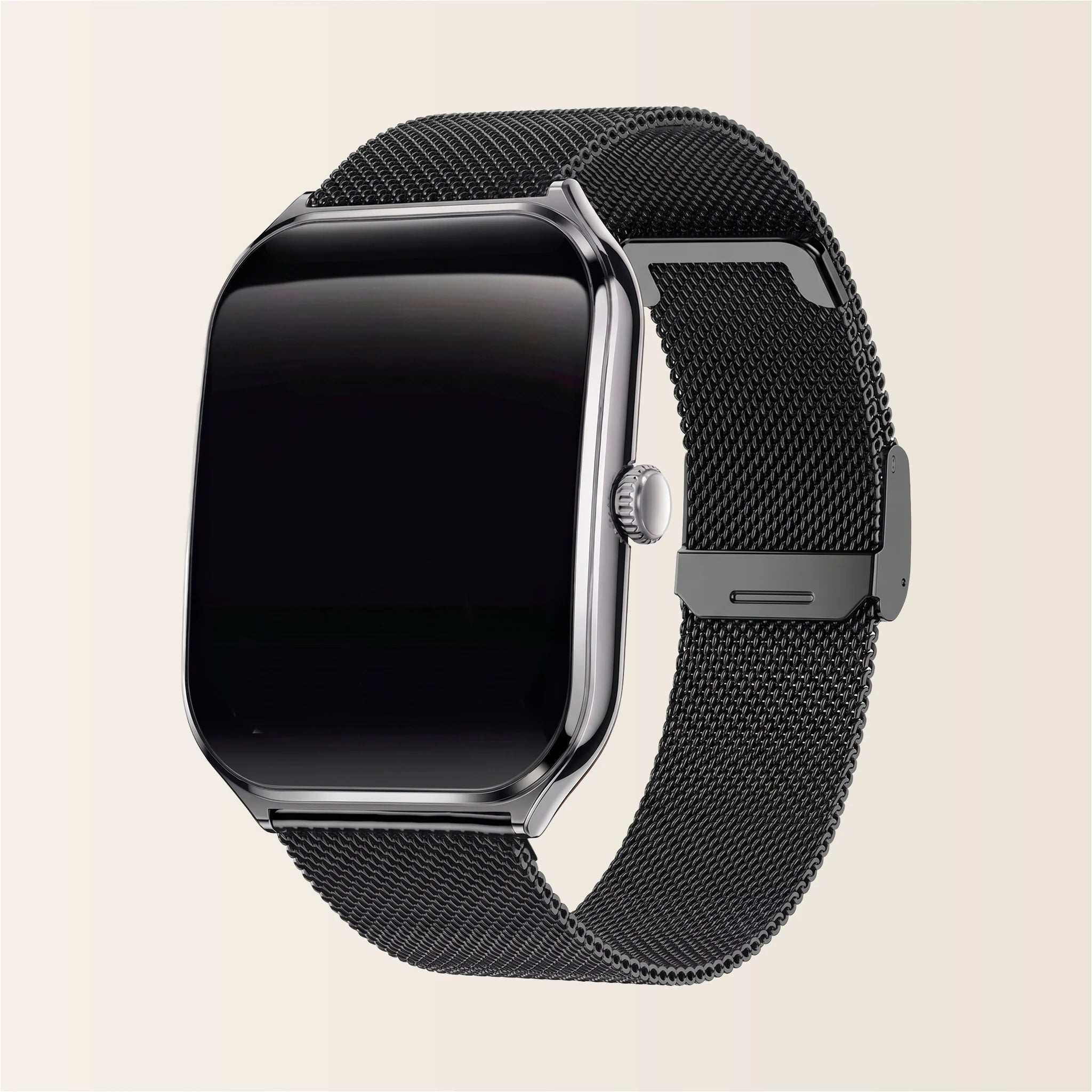 Montre connectée homme femme Élégante Pulzena Qord Bracelet Maille noir