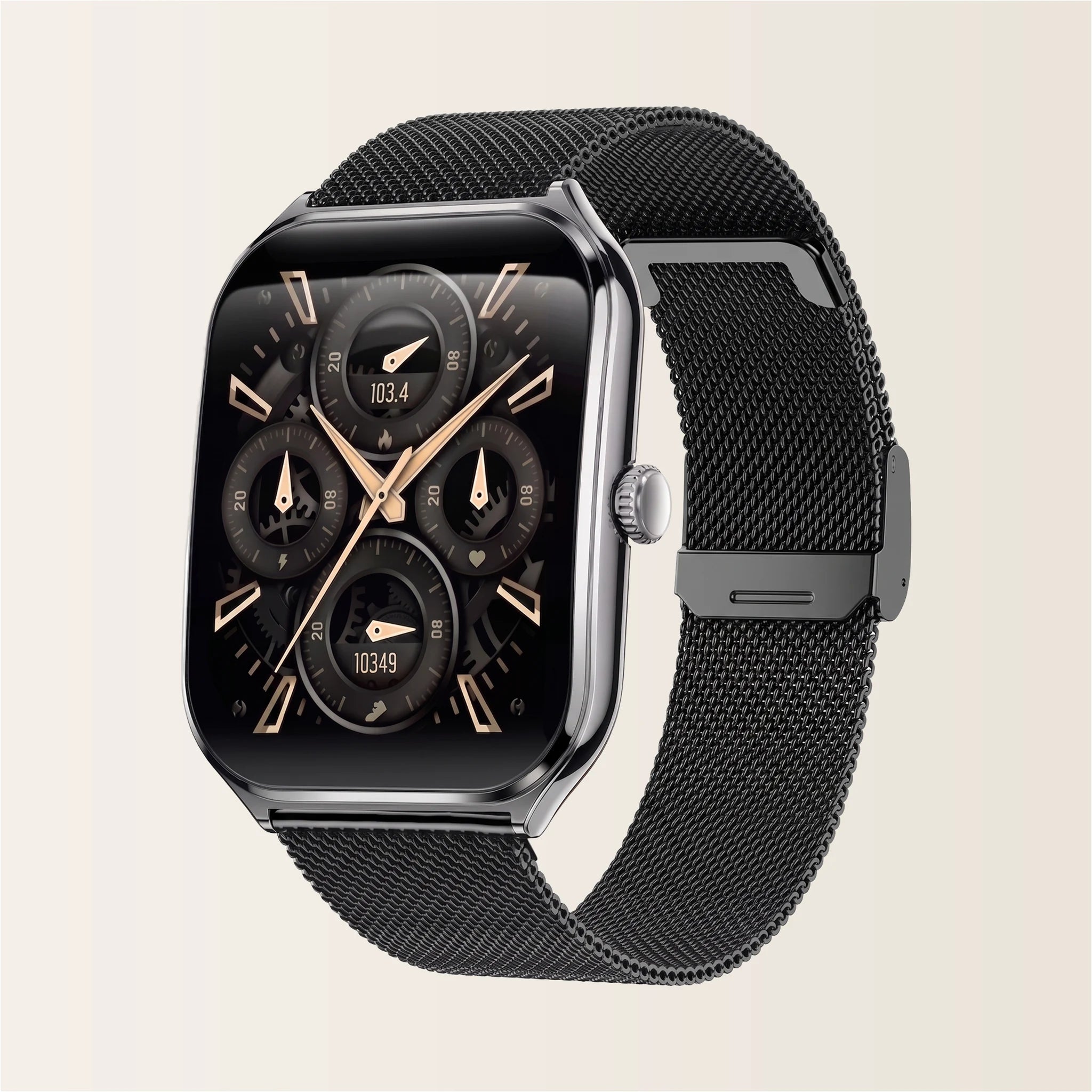 Montre connectée homme femme Élégante Pulzena Qord Bracelet Maille noir
