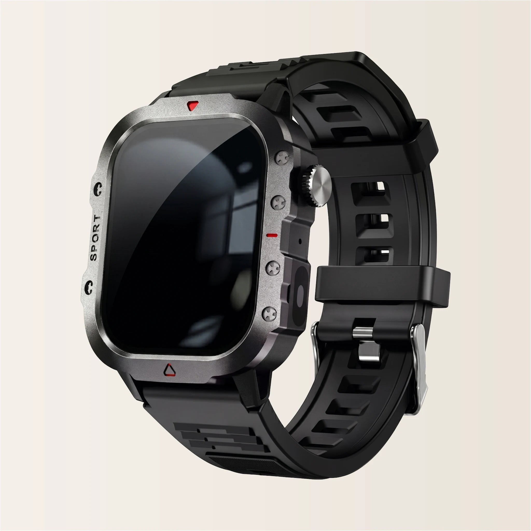 Montre connectée homme Militaire Pulzena Rekko silicone noir