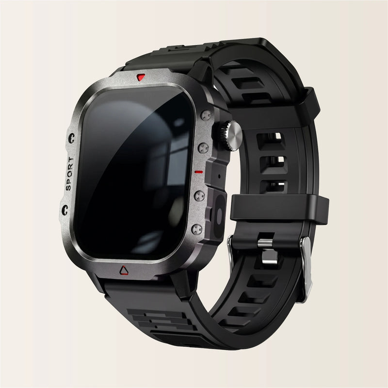 Montre connectée homme Militaire Pulzena Rekko silicone noir