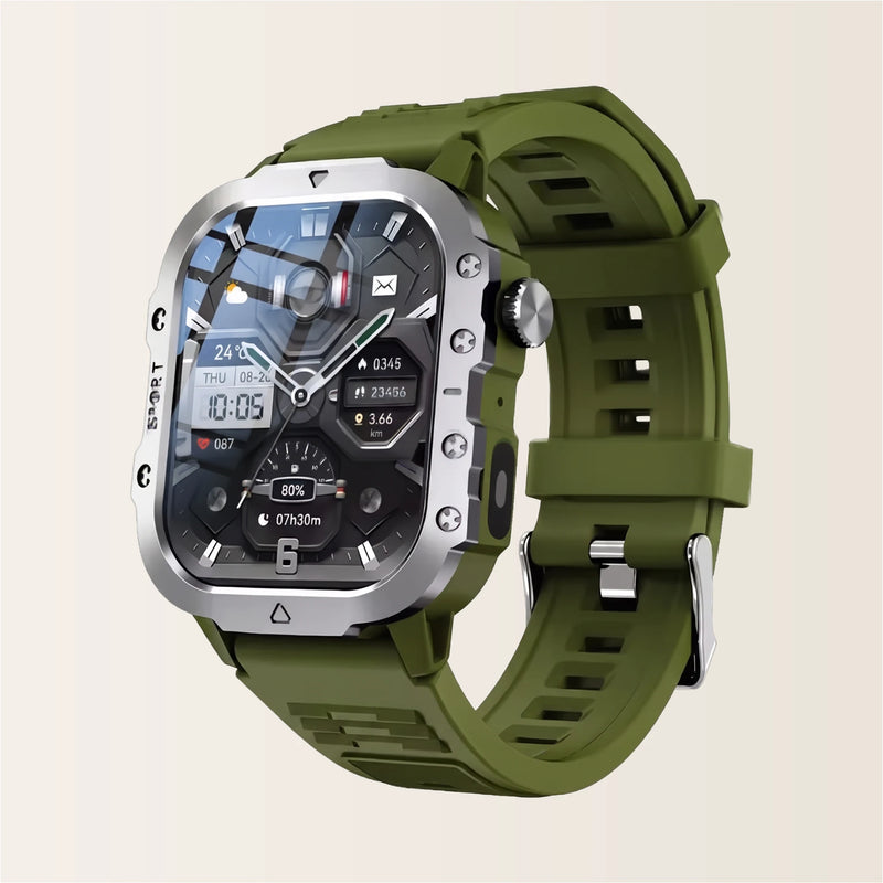 Montre connectée homme Militaire Pulzena Rekko silicone vert