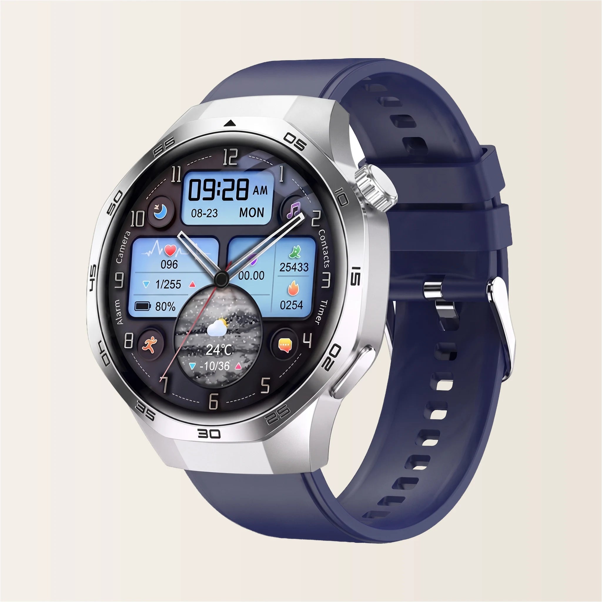 Montre connectée homme Sport Pulzena Strek argent bleu