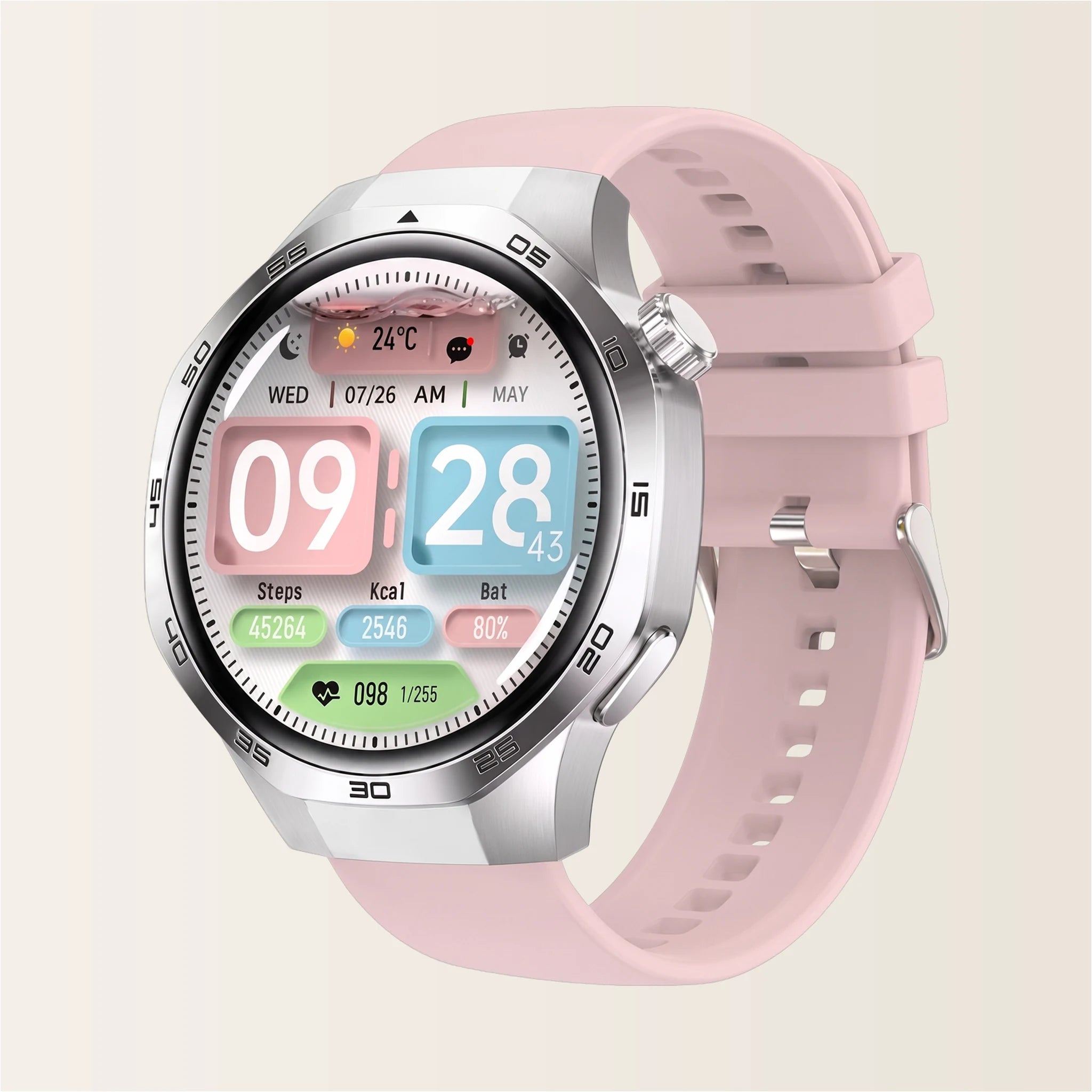 Montre connectée homme Sport Pulzena Strek argent rose