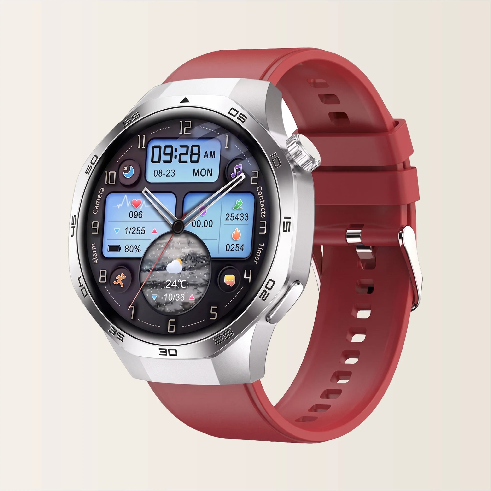 Montre connectée homme Sport Pulzena Strek argent rouge