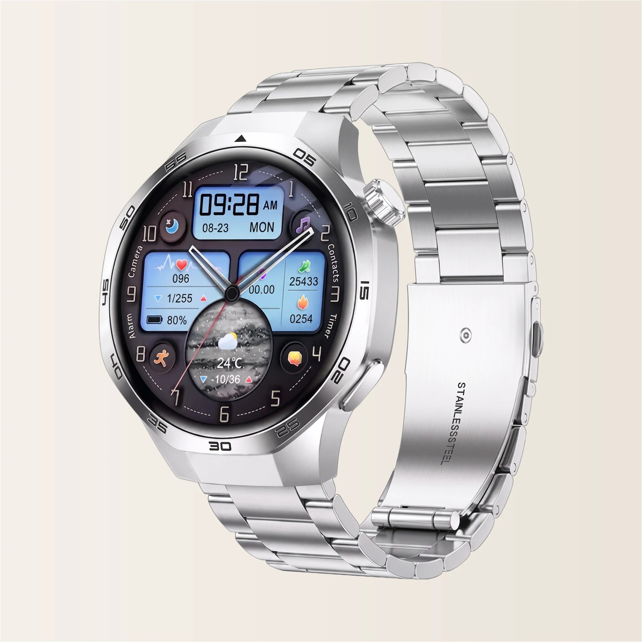 Montre connectée homme Sport Pulzena Strek Bracelet Acier argent